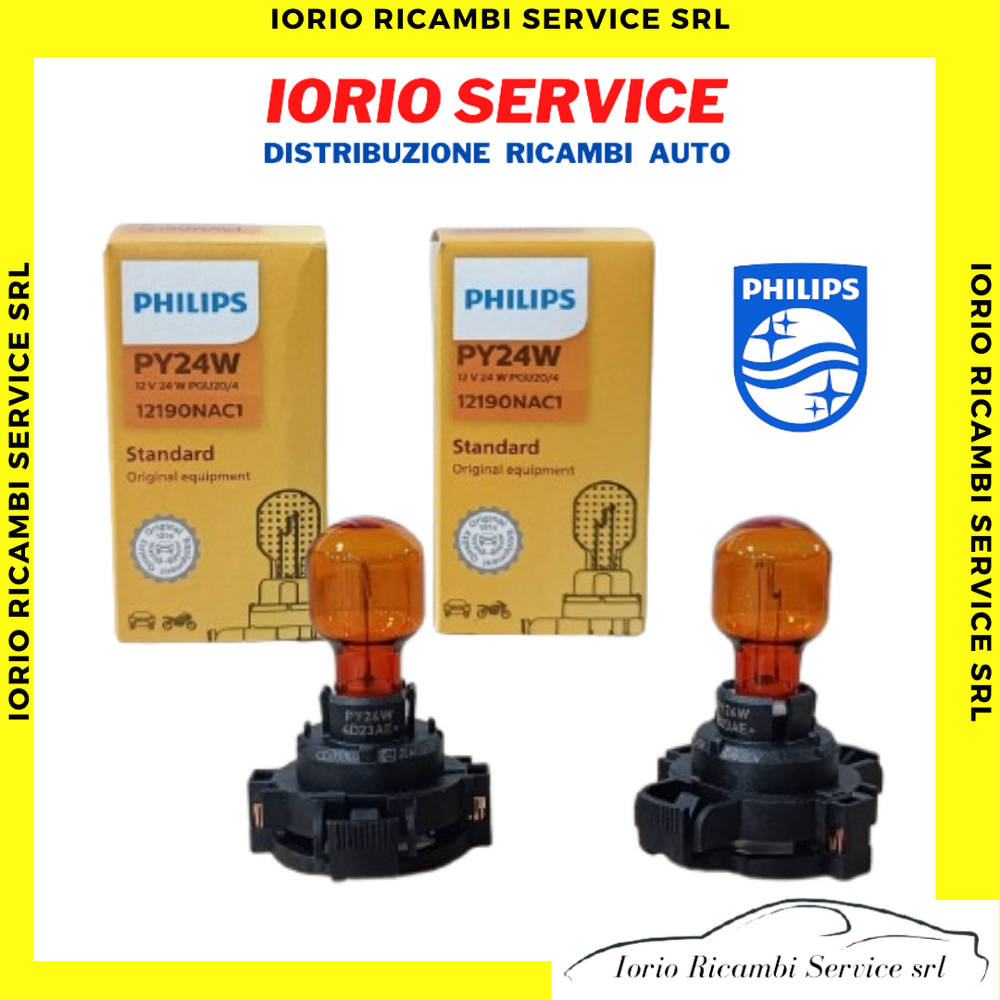 KIT 2 LAMPADINE PHILIPS PY24W SEGNALETORI DI DIREZIONE ALOGENE 12V 24W 12190NAC1