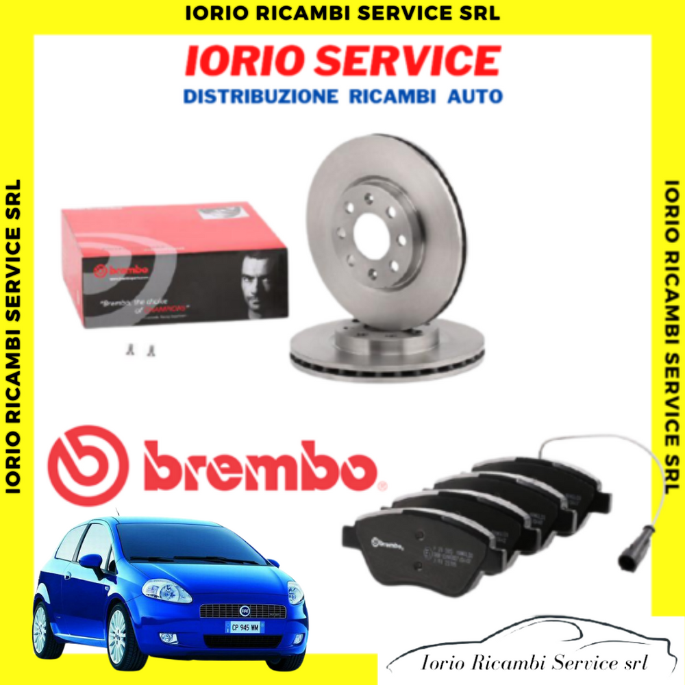 KIT DISCHI FRENO + PASTIGLIE ANTERIORI BREMBO FIAT GRANDE PUNTO BNZ 1.3 MJT 75CV
