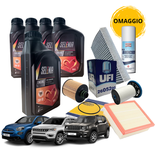 5LT OLIO MOTORE SELENIA 0W30 + FILTRI PER TAGLIANDO 500X/RENEGADE 1.6 MJT 120 CV
