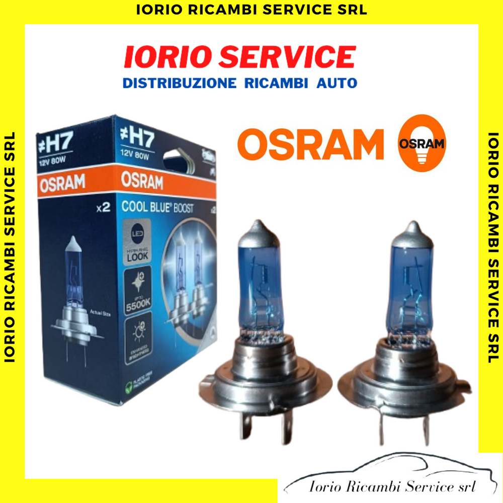 KIT COPPIA LAMPADE OSRAM H7 COOL BLUE BOOST 5500K 12V 80W 62210CBB-2HB per auto