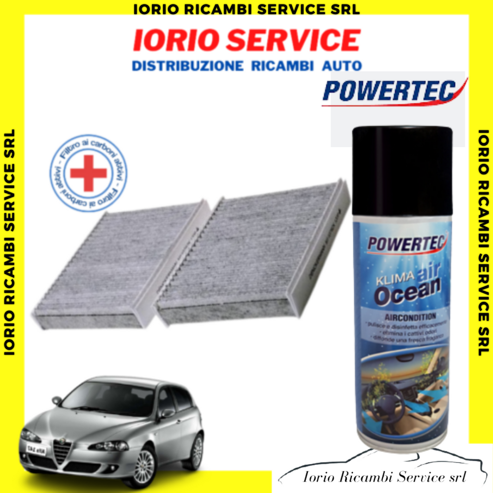 FILTRO ABITACOLO ANTIPOLLINE ALFA ROMEO 147 156 + IGIENIZZANTE POWERTEC KLIMA