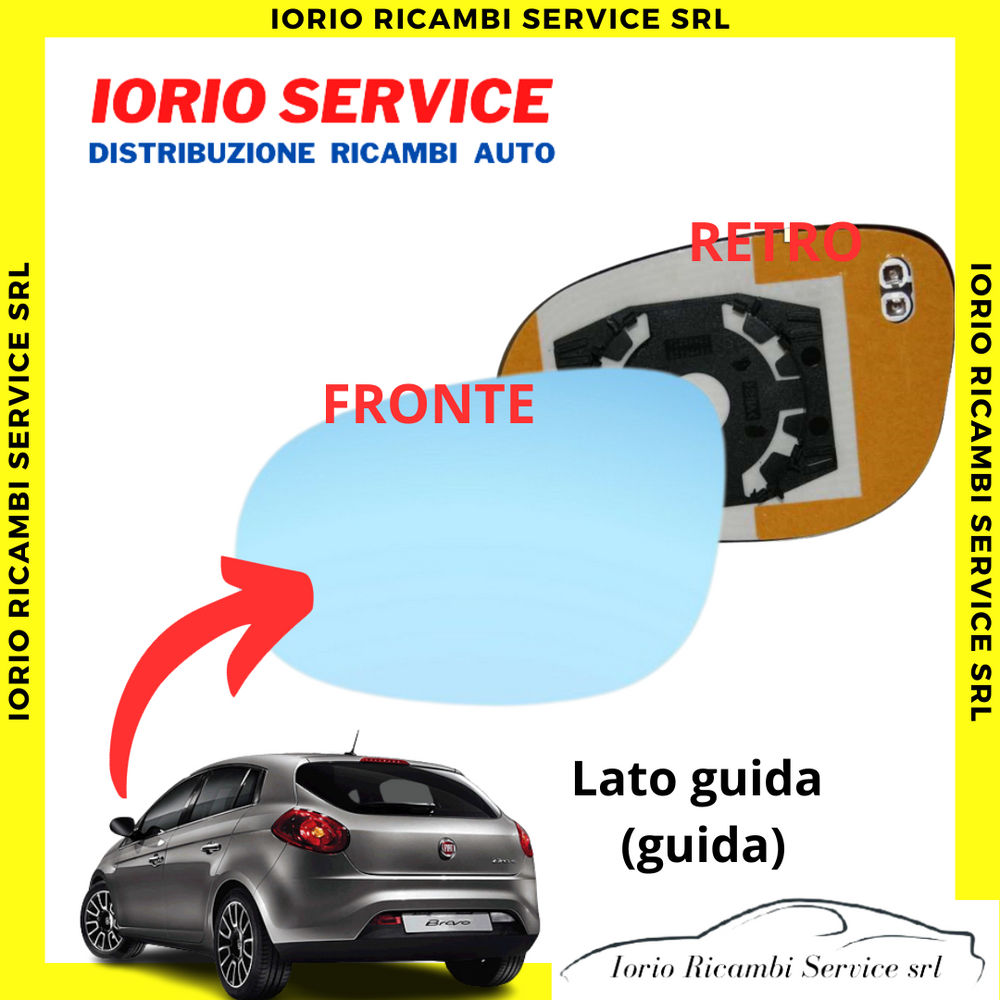 PIASTRA SPECCHIO TERMICO SINISTRO SX CON VETRO COLORE AZZURRO FIAT BRAVO D. 2007