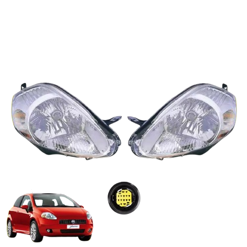COPPIA FARI FIAT GRANDE PUNTO 2005<08 PROIETTORI FANALI ANTERIORI Sx Dx H4 7 PIN