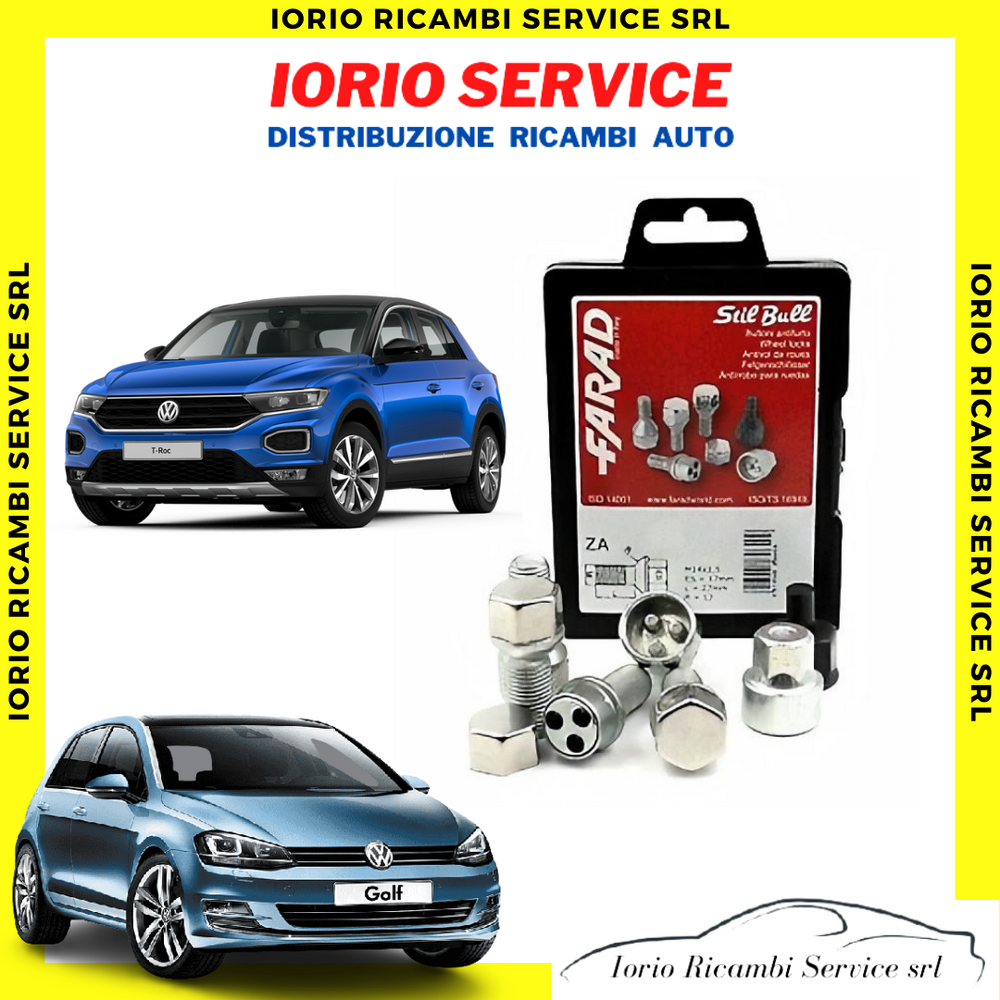 KIT 4 BULLONI ANTIFURTO AUTO per GOLF VII T-ROC CERCHI IN LEGA FARAD