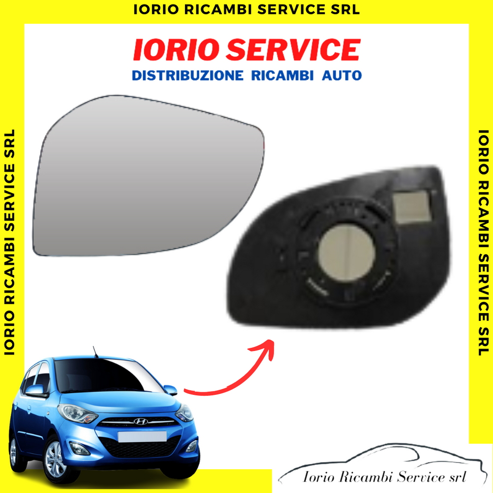 PIASTRA +VETRO SPECCHIO SINISTRO SX HYUNDAI I10 2011 a 2013 e I20 2009 a 04/2012