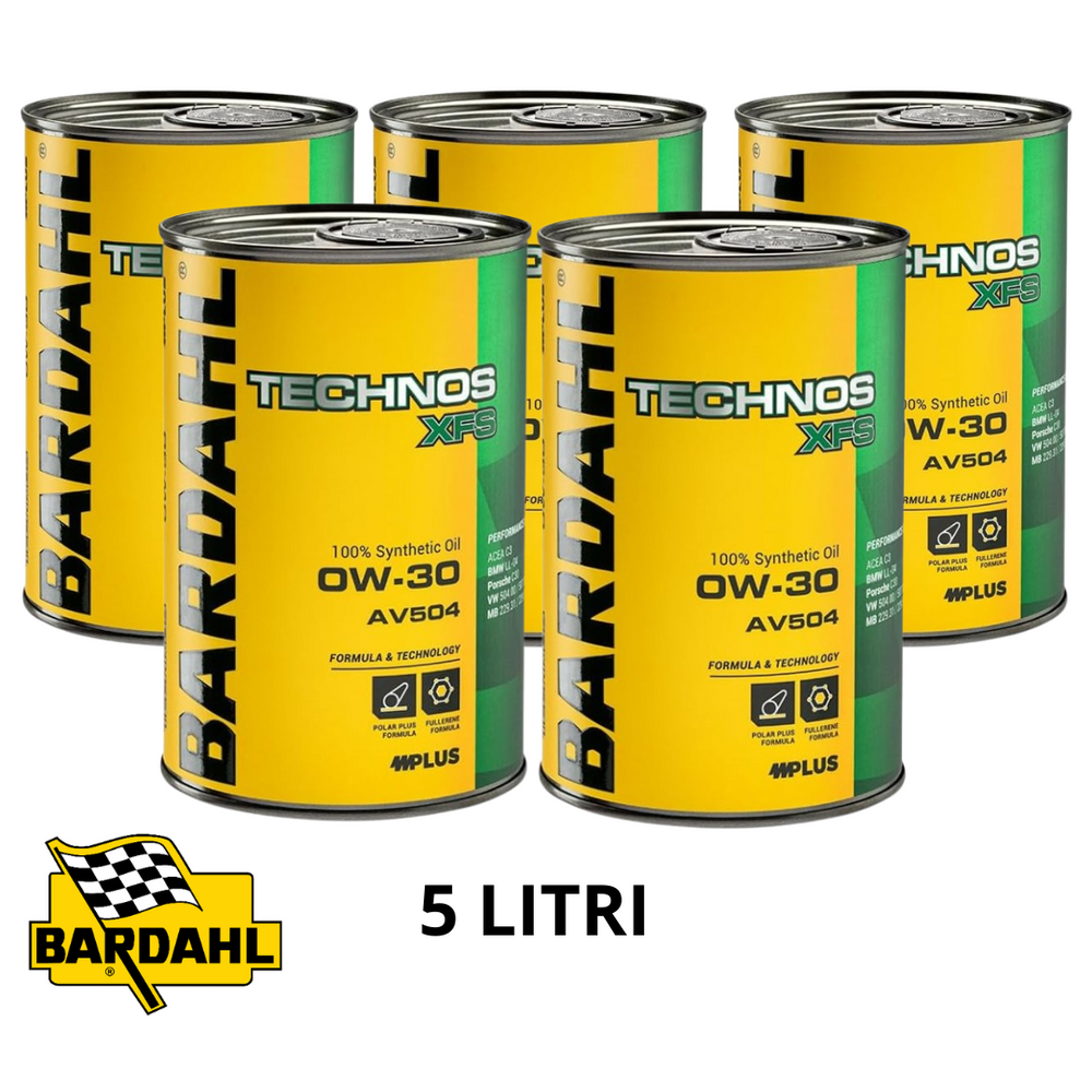 OLIO MOTORE BARDAHL TECHNOS XFS AV504 0W30 VW 504 507 BMW L LIFE 04 PORSCHE C 30