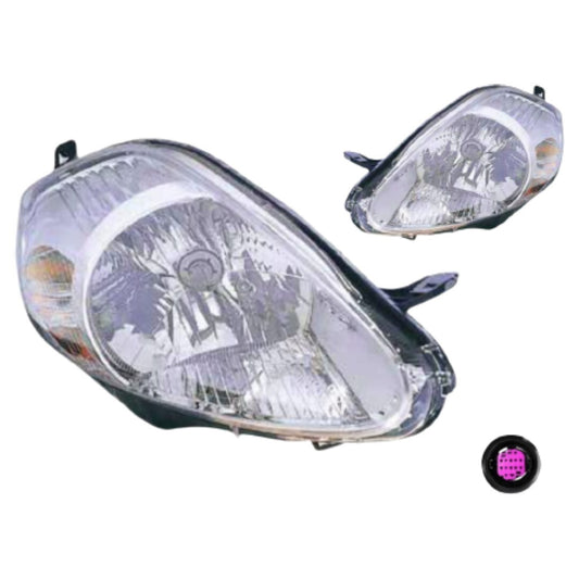 COPPIA FARI FIAT GRANDE PUNTO ANTERIORI SX DX CONNET VIOLA H4 7 PIN ( NO EVO )