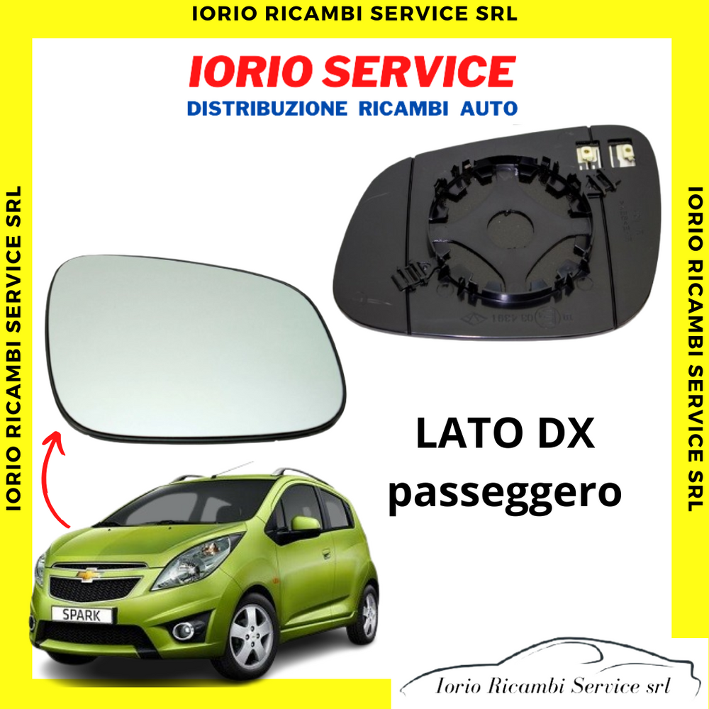 PIASTRA SPECCHIO TERMICO DESTRO DX CON VETRO PER CHEVROLET SPARK    2010 AL 2012