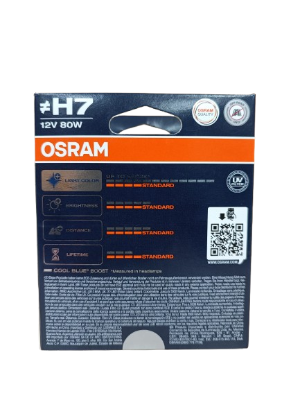 KIT COPPIA LAMPADE OSRAM H7 COOL BLUE BOOST 5500K 12V 80W 62210CBB-2HB per auto