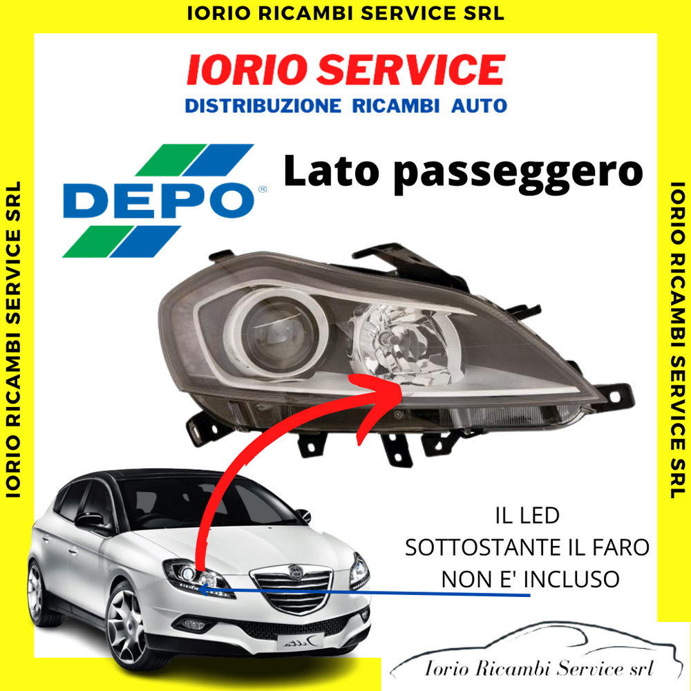 FARO ANTERIORE DESTRO LANCIA DELTA DAL 2008 H7-H7 FANALE PROIETTORE C/MOTORINO