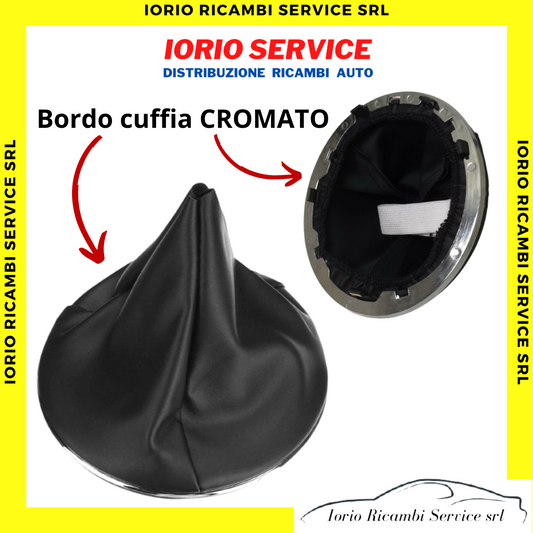 KIT CUFFIA + GHIERA + CORNICE CROMATA SENZA POMELLO LEVA CAMBIO FIAT 500 3P