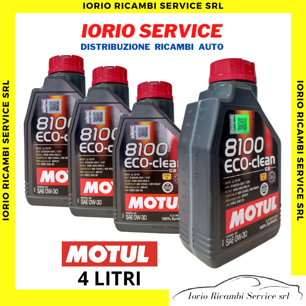 4 LITRI MOTUL 8100 ECO-CLEAN 0W30 ACEA C2 OLIO MOTORE 100% SINTETICO