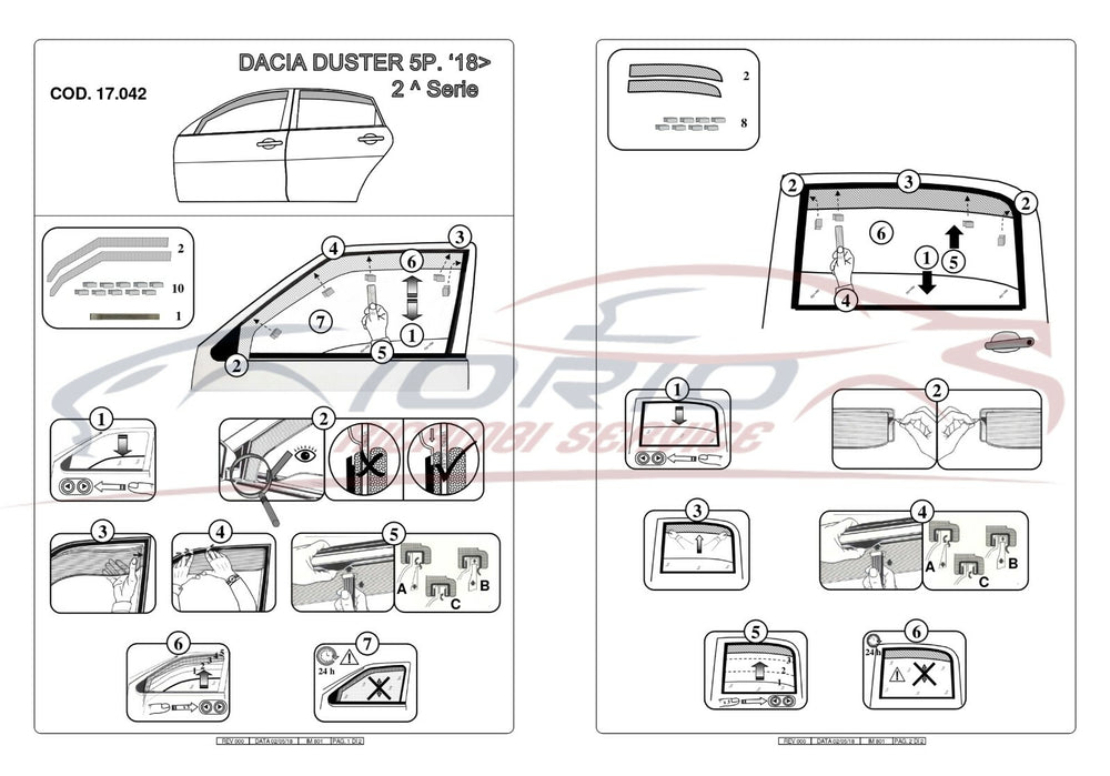 KIT SET 4 DEFLETTORI ARIA per DACIA DUSTER dal 2018 / 2023 FARAD fumè  ANTIVENTO