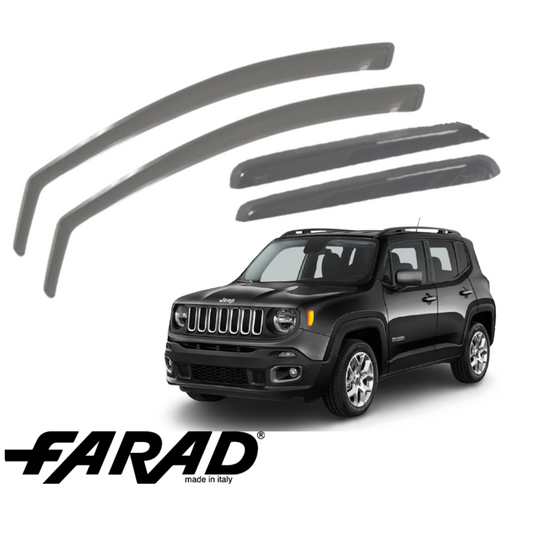 KIT 4 DEFLETTORI ARIA ANTERIORI per JEEP RENEGADE FARAD fumè ANTITURBO ANTIVENTO
