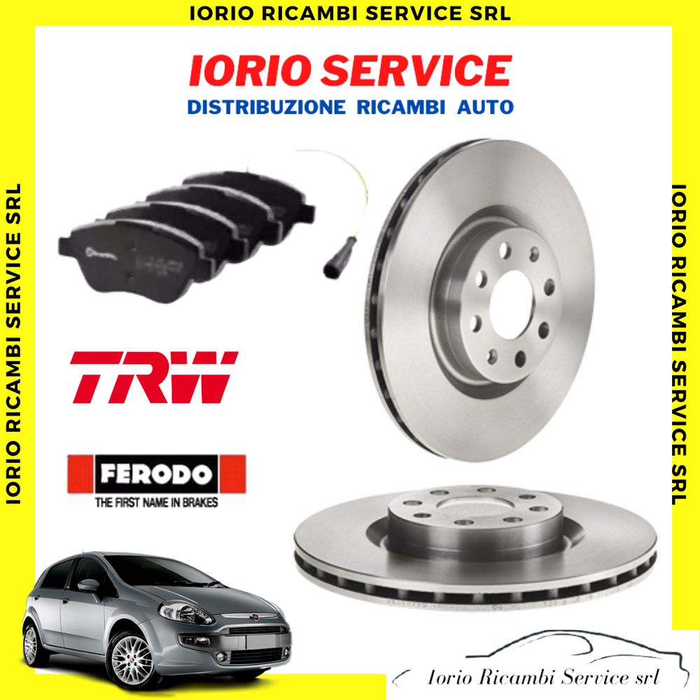 KIT DISCHI FRENO TRW + PASTIGLIE ANTERIORI FIAT GRANDE PUNTO BNZ 1.3 MJT 75CV