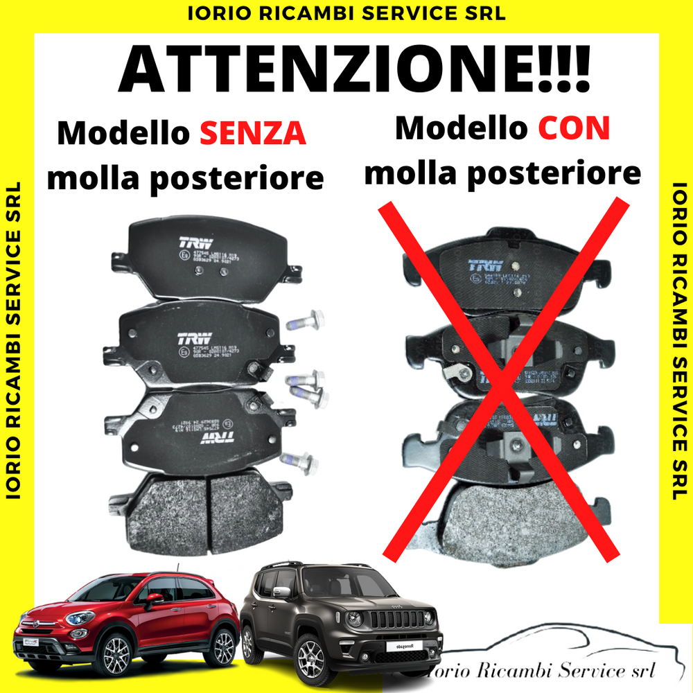 PASTIGLIE FRENI ANTERIORI FIAT 500X JEEP RENEGADE (MODELLO SENZA MOLLA POST)