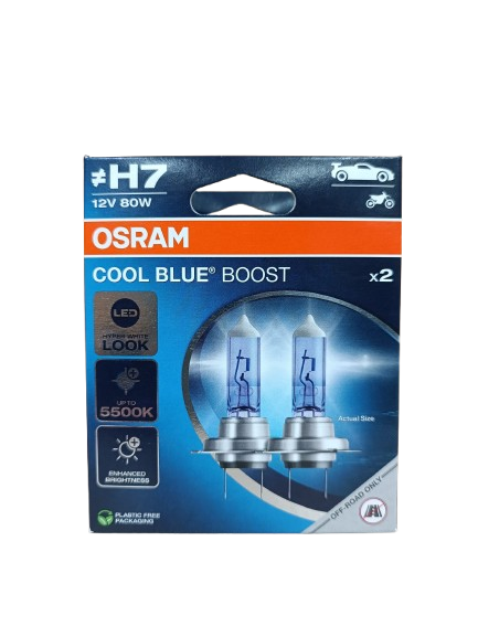 KIT COPPIA LAMPADE OSRAM H7 COOL BLUE BOOST 5500K 12V 80W 62210CBB-2HB per auto