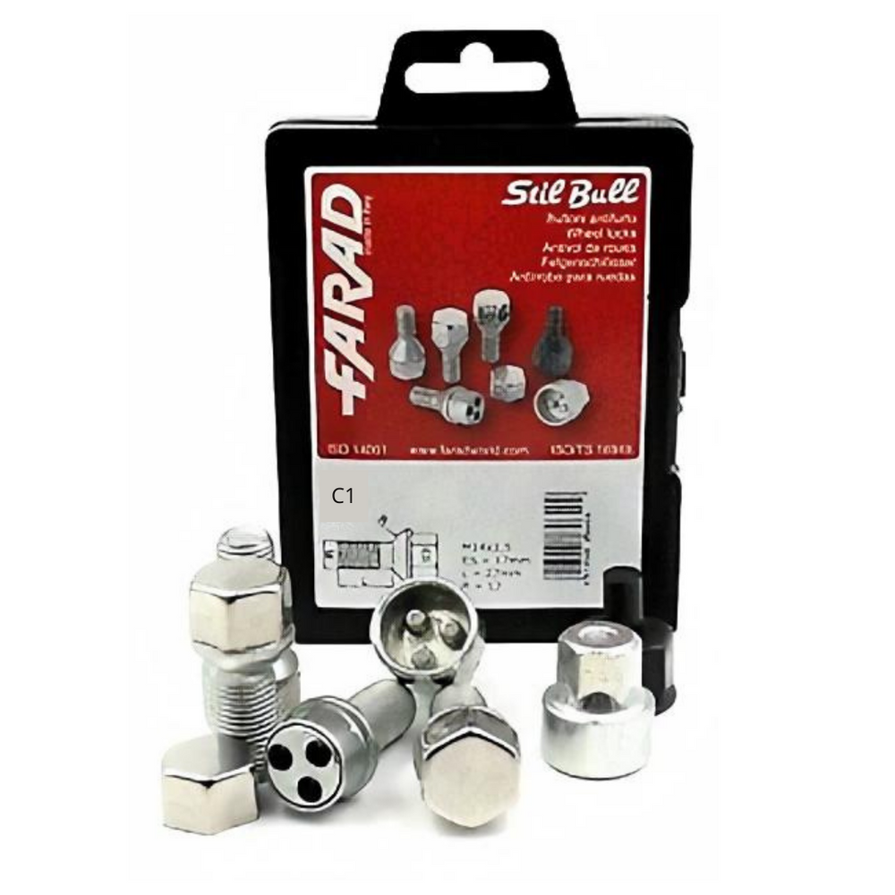 KIT 4 BULLONI IN ACCIAIO ANTIFURTO AUTO per ALFA STELVIO CERCHI IN LEGA FARAD C1