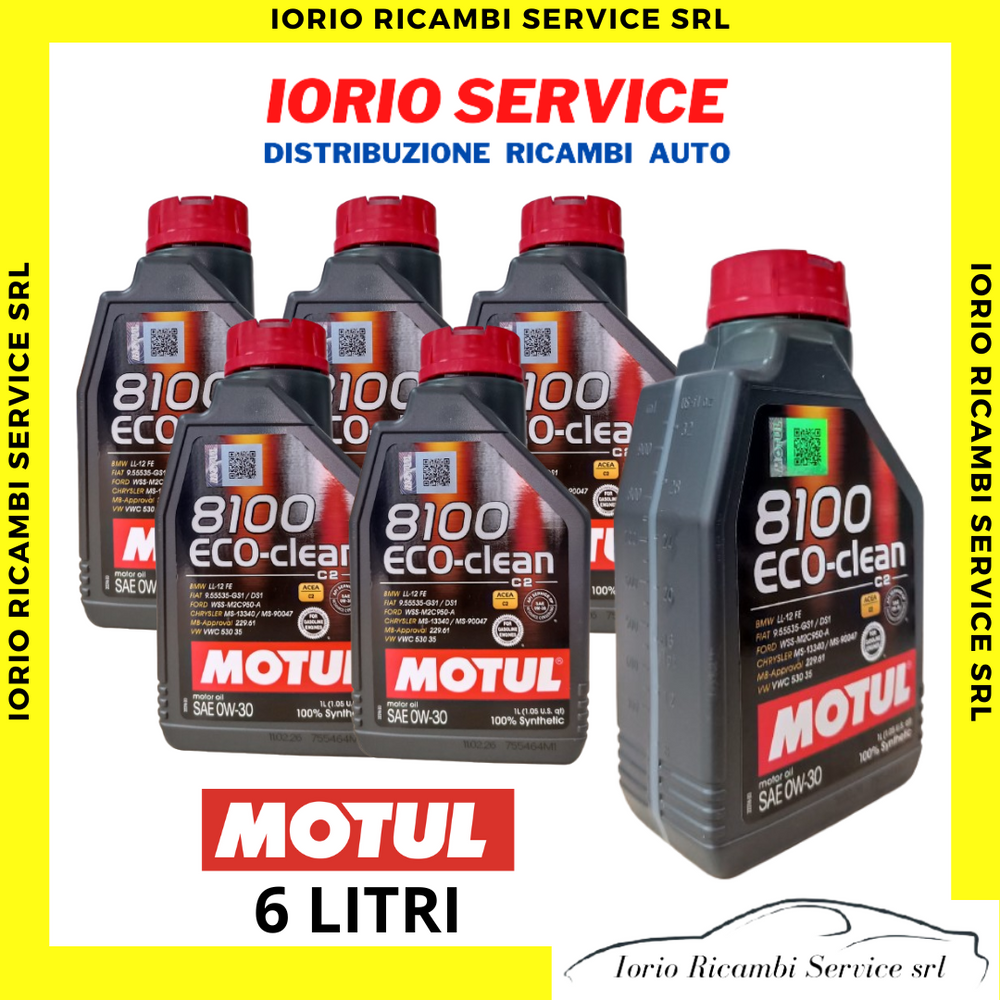 6 LITRI MOTUL 8100 ECO-CLEAN 0W30 ACEA C2 OLIO MOTORE 100% SINTETICO