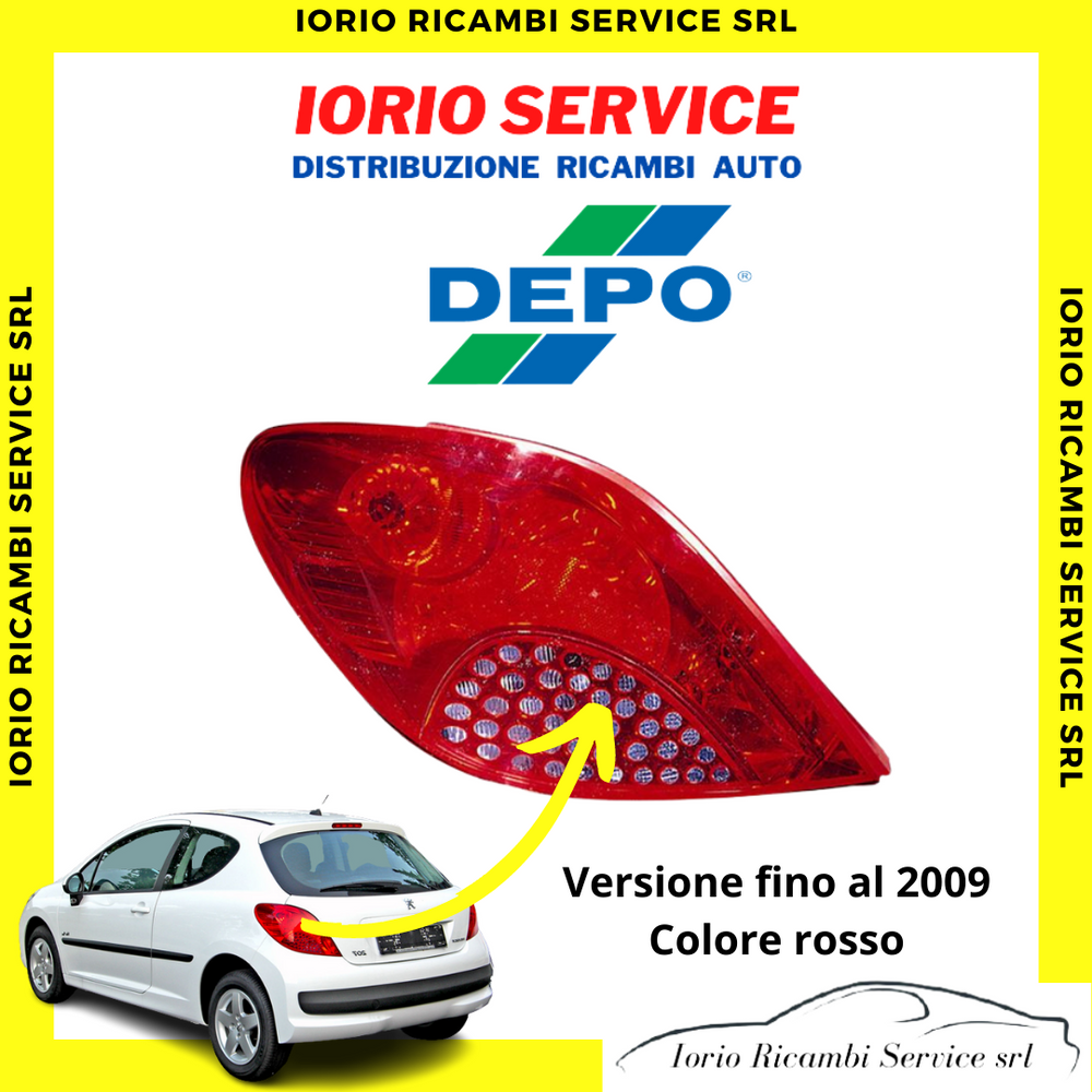FARO STOP POSTERIORE SINISTRO ROSSO PEUGEOT 207 (DA 2006 A 2009) FANALE FANALINO