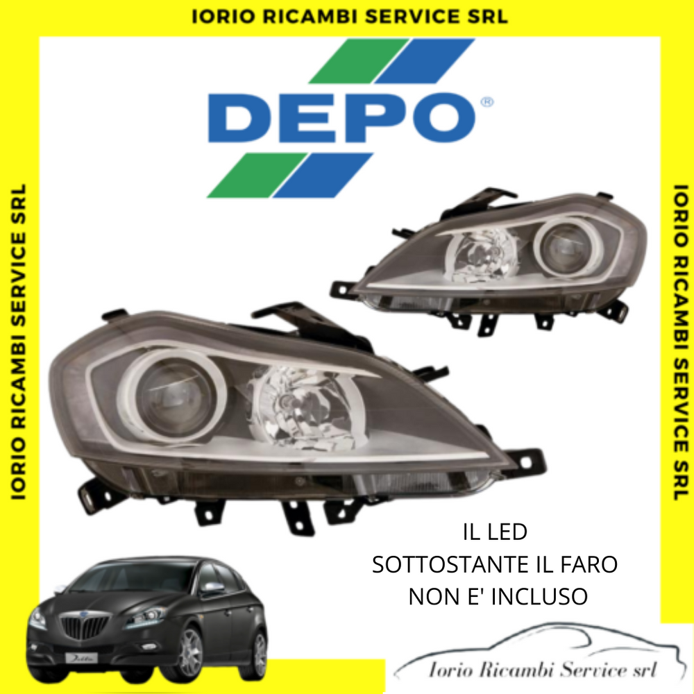 COPPIA FARI LANCIA DELTA DAL 2008 H7-H7 FANALI PROIETTORI DX & SX C/MOTORINO