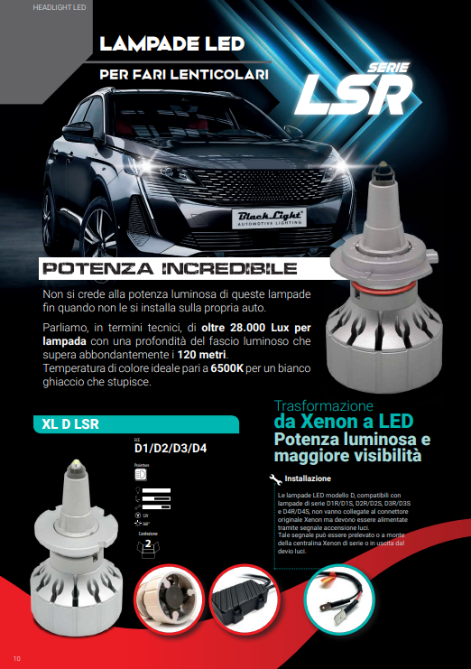 KIT LAMPADE H7 LED PER FARO LENTICOLARE 55W XL H7 LSR BLACKLIGHT ULTRA HEADLIGHT