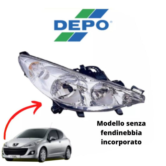 FARO PROIETTORE PEUGEOT 207 ANTERIORE DESTRO SENZA FENDINEBBIA INCORPORATO