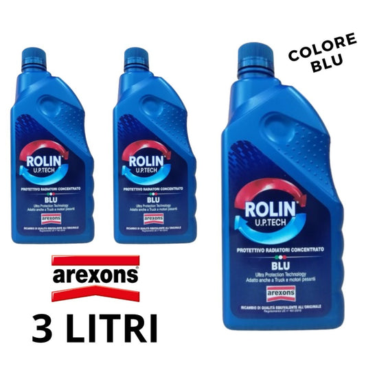 3 LITRI AREXONS LIQUIDO RADIATORE ANTIGELO PURO CONCENTRATO BLU ROLIN ALUX