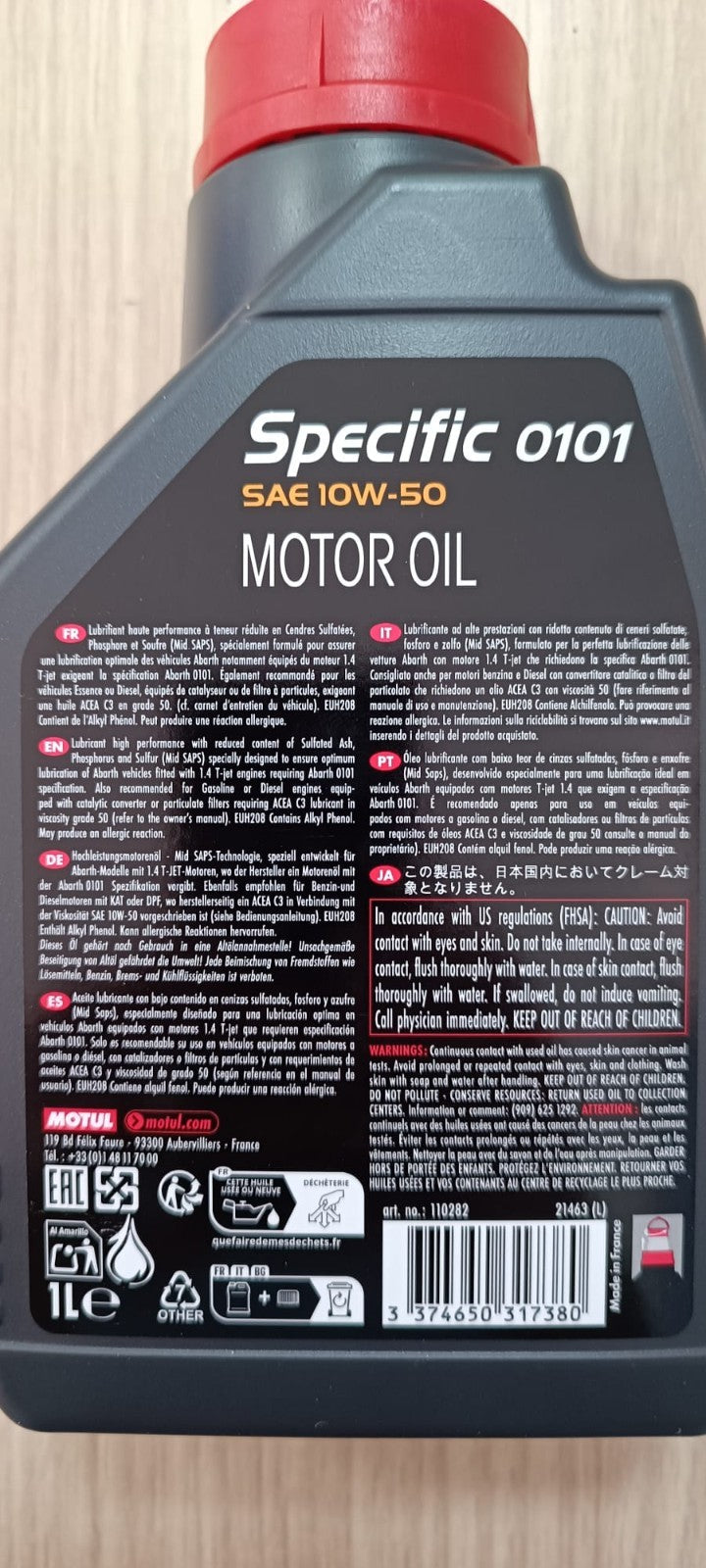 KIT TAGLIANDO 4 LITRI MOTUL 10W-50 + FILTRI ABARTH 0101 PUNTO 500 595 695 16V