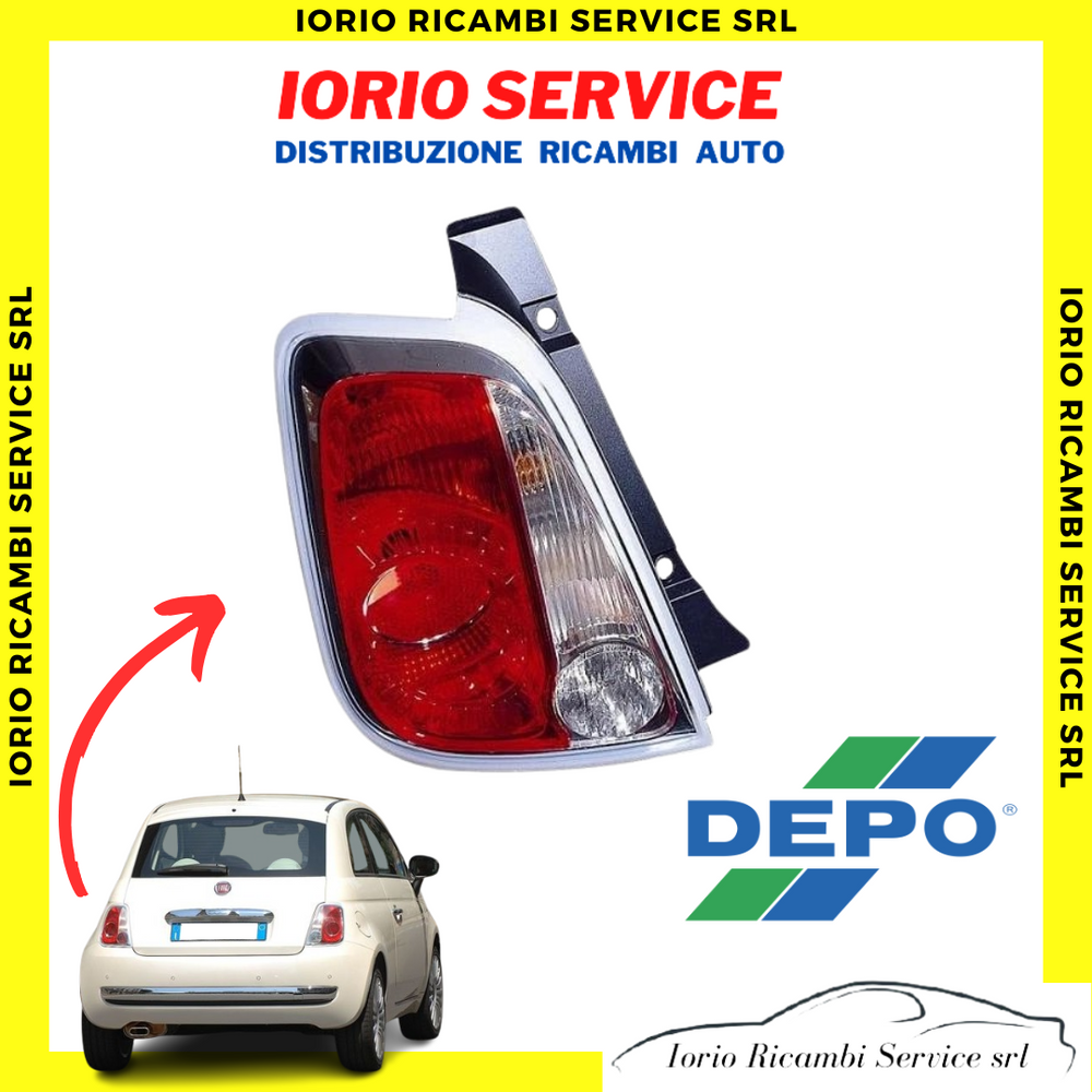 STOP SX FIAT 500 2007 2012 FARO FANALE POSTERIORE BIANCO-ROSSO (NON PER CABRIO)
