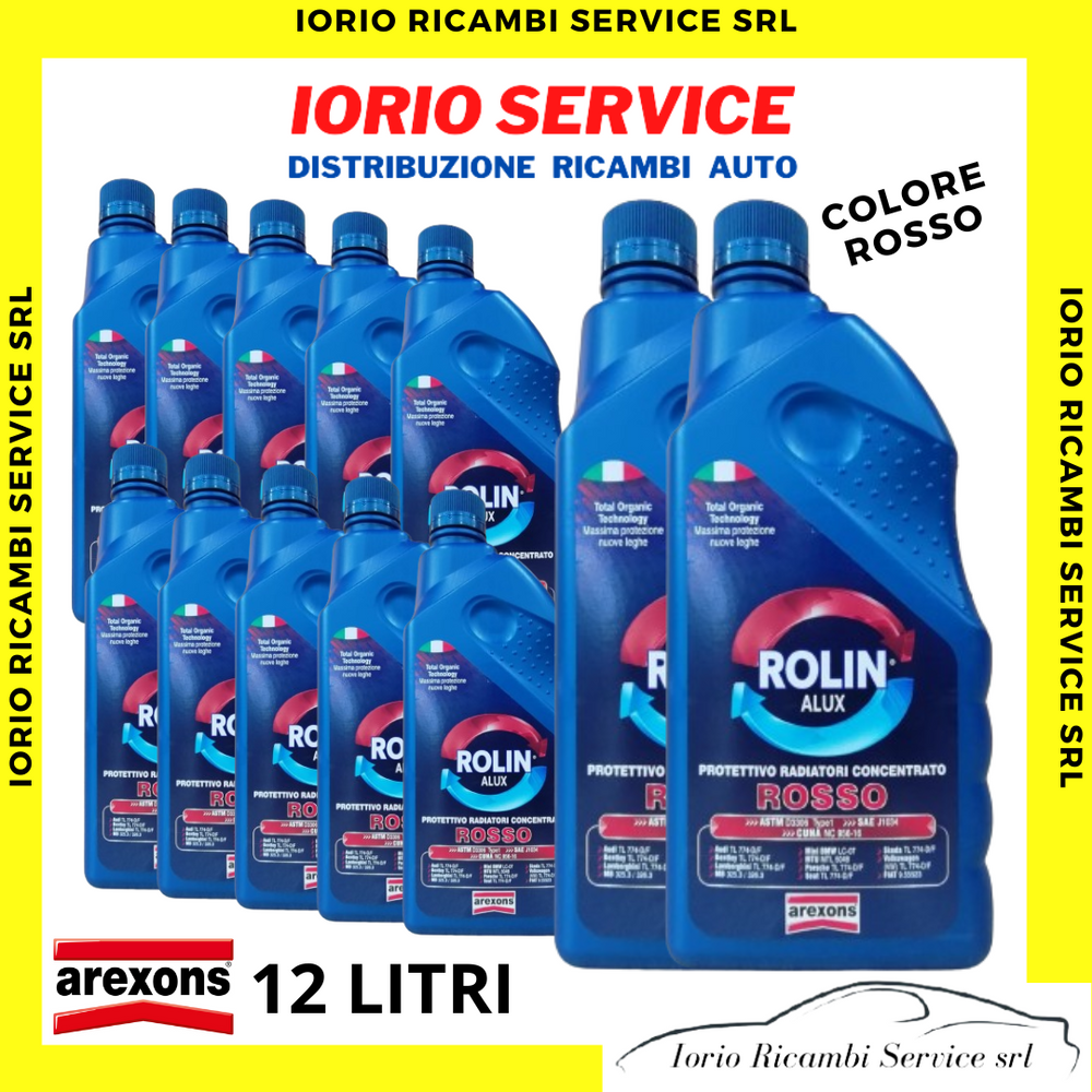 12 LITRI AREXONS LIQUIDO RADIATORE ANTIGELO PURO CONCENTRATO ROSSO ROLIN ALUX