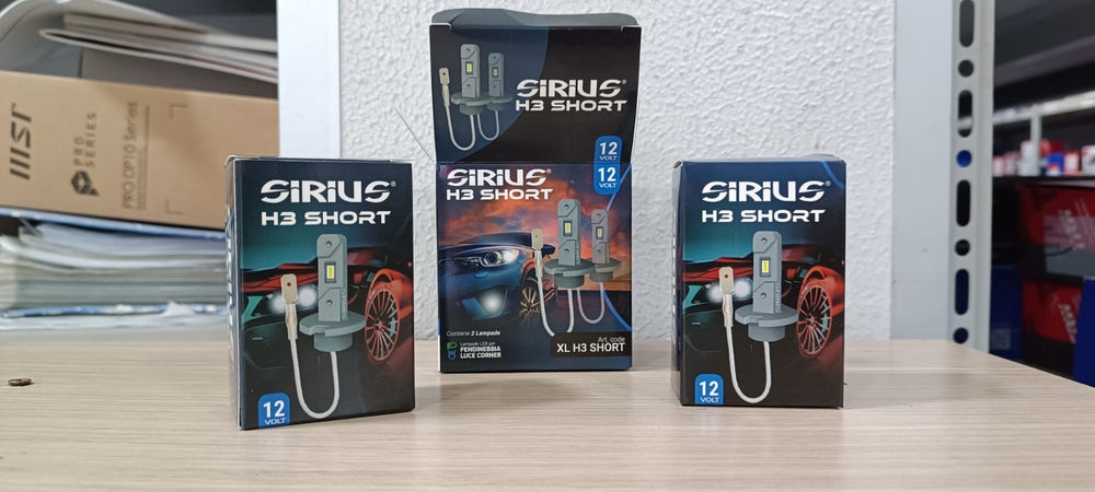 KIT 2 LAMPADE SIRIUS XL H3 SHORT auto/moto  CORTA 6300K 3600 LUMEN 12V CHIP 5530