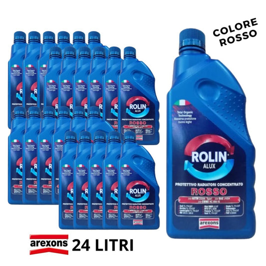 24 LITRI AREXONS LIQUIDO RADIATORE ANTIGELO PURO CONCENTRATO ROSSO ROLIN ALUX