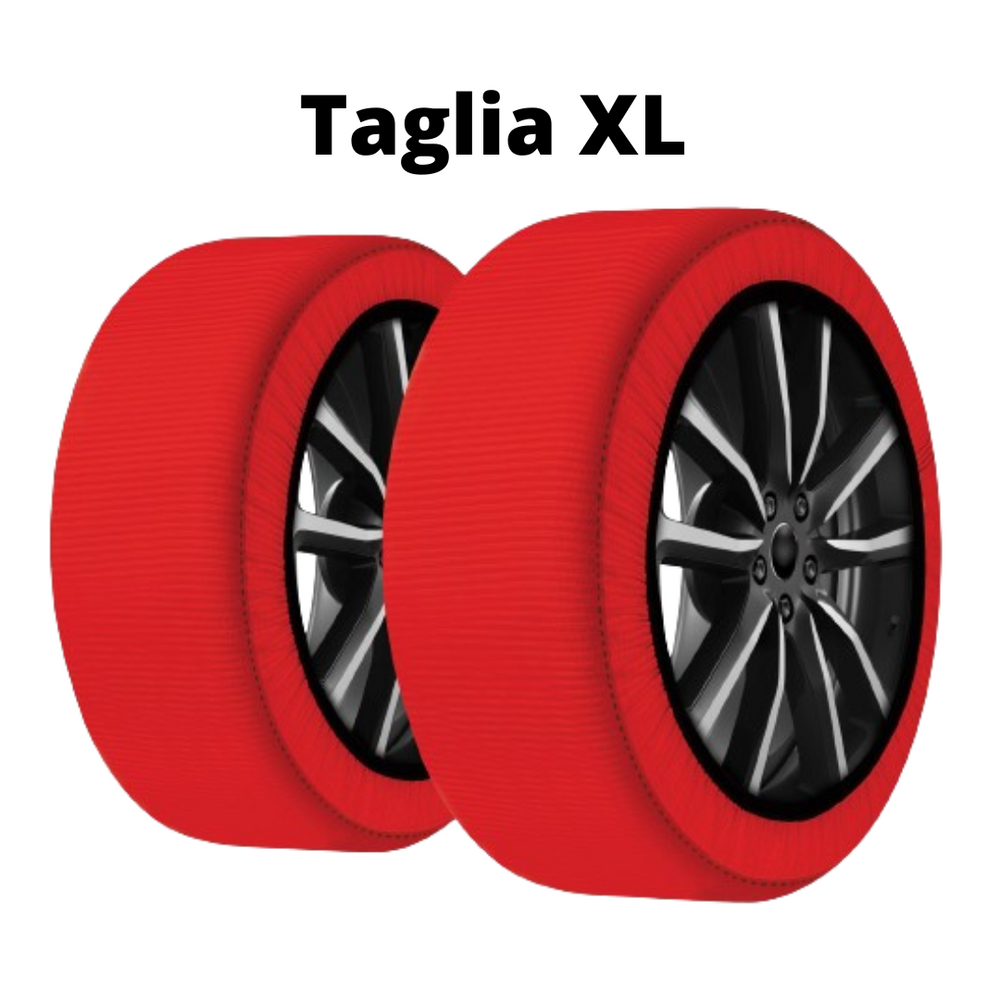 CALZE DA NEVE OMOLOGATE ROSSE PER AUTO TAGLIA X LARGE (XL) MONTAGGIO RAPIDO