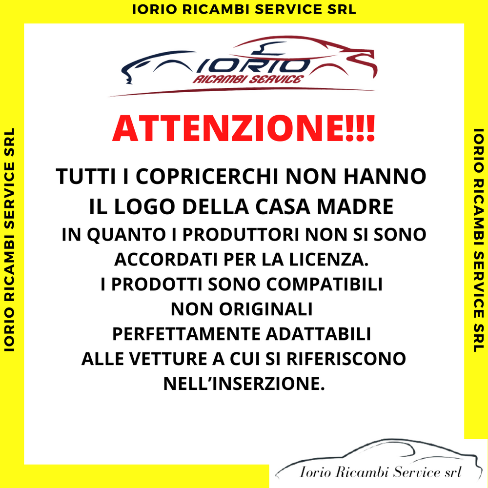 KIT SET 4 COPRICERCHI PER LANCIA YPSILON Y COPPA RUOTA 15'' 4289LC SENZA LOGO
