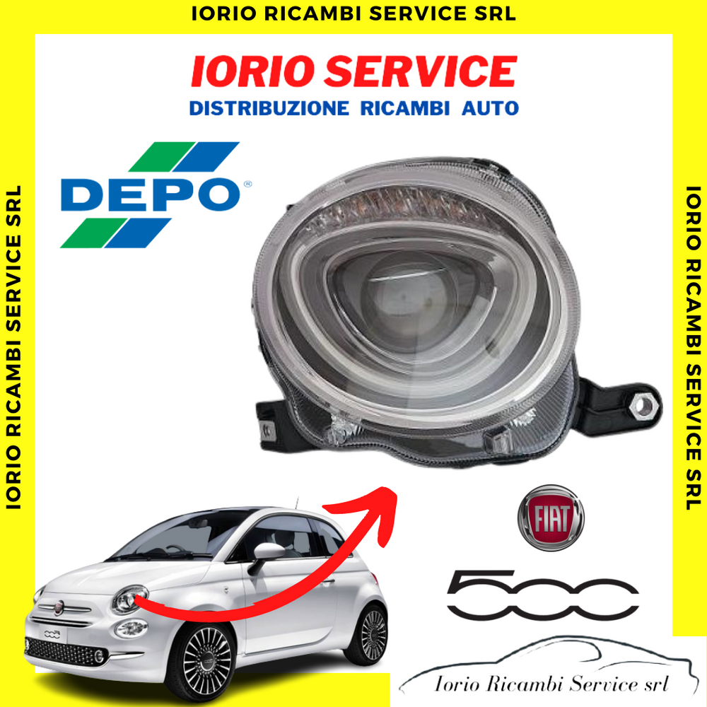 FARO FANALE PROIETTORE ANTERIORE SUPERIORE SINISTRO FIAT 500 RESTYLING DAL 2015