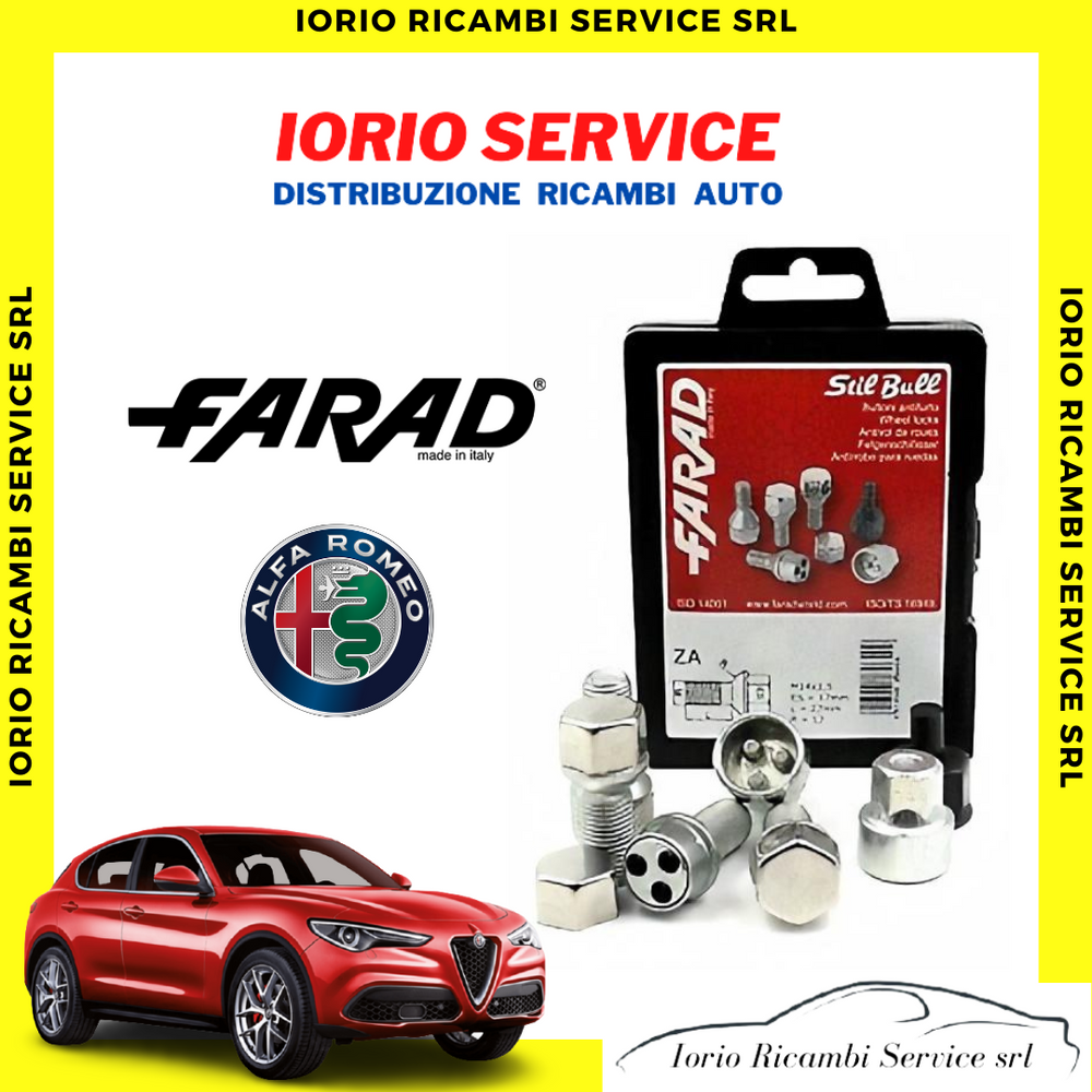 KIT 4 BULLONI IN ACCIAIO ANTIFURTO AUTO per ALFA STELVIO CERCHI IN LEGA FARAD C1