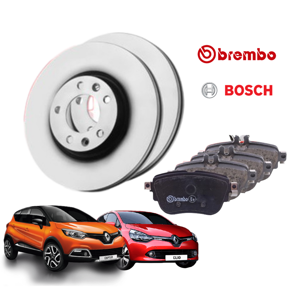 KIT DISCHI FRENO BOSCH + PASTIGLIE BREMBO P68033 RENAULT CLIO 4  2014 / CAPTUR