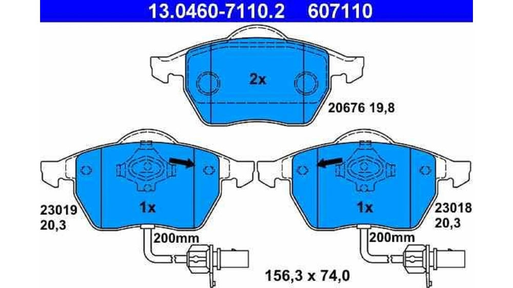 PASTIGLIE FRENI MARCA ATE AUDI A4 1.9 TDI QUATTRO 96 KW 2002 PASTICCHE ANTERIORI