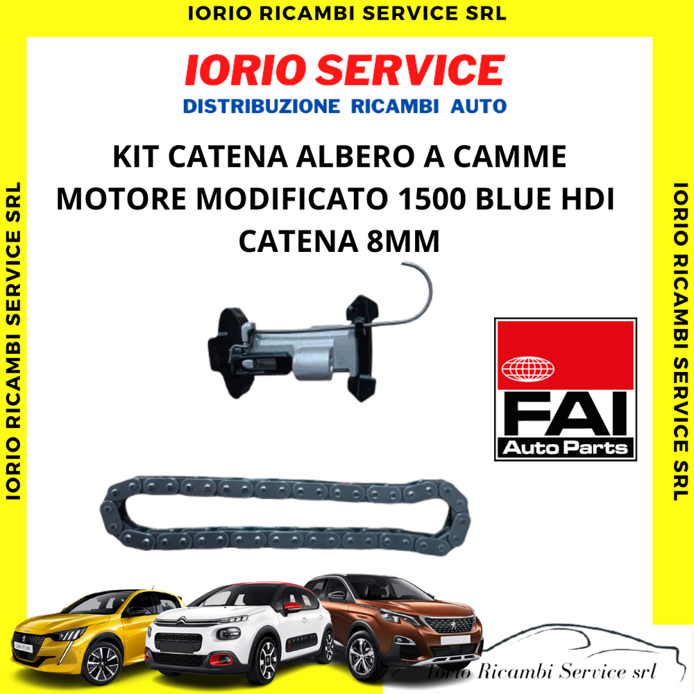 KIT CATENA ALBERO A CAMME 8MM PER C3 III/208/2008/3008/CORSA F/MOKKA 15 BLUE HDI