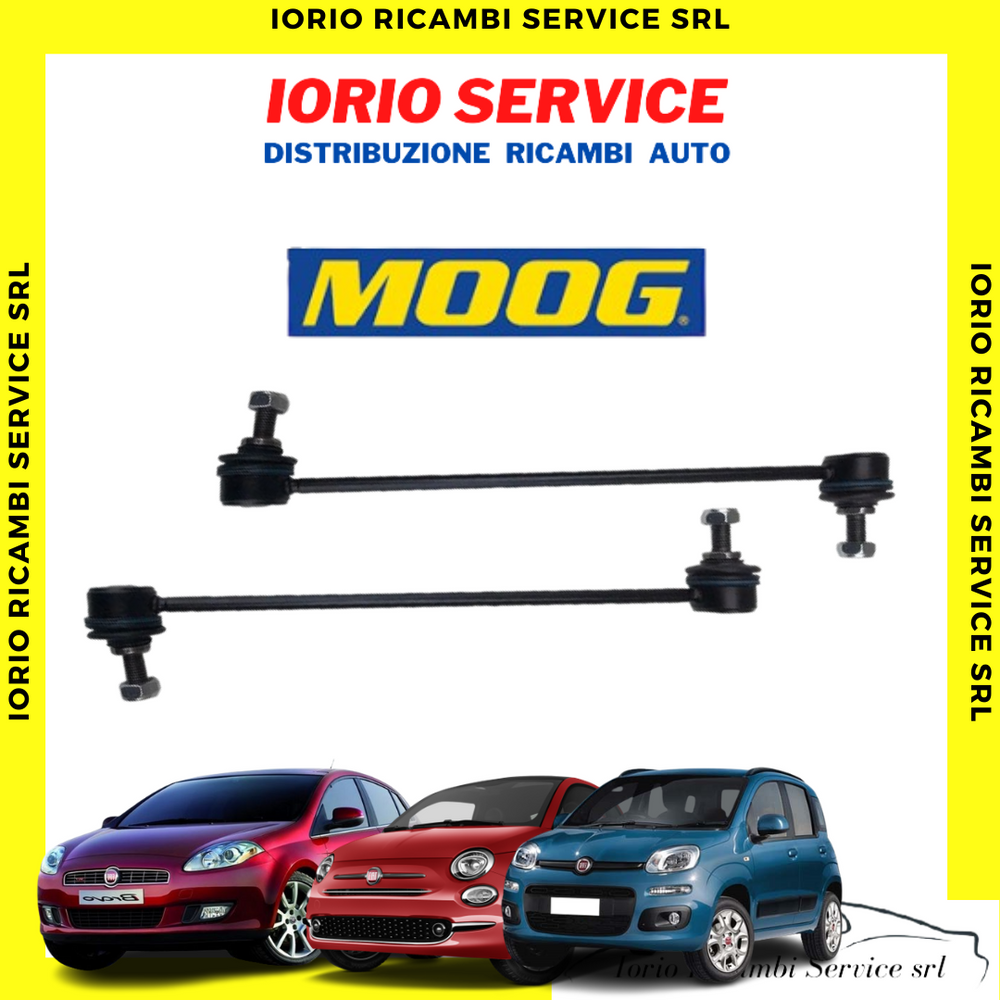 2 BIELLETTE TORSIONE STABILIZZATORI ANT. MARCA MOOG FIAT 500 PANDA 312 BRAVO II