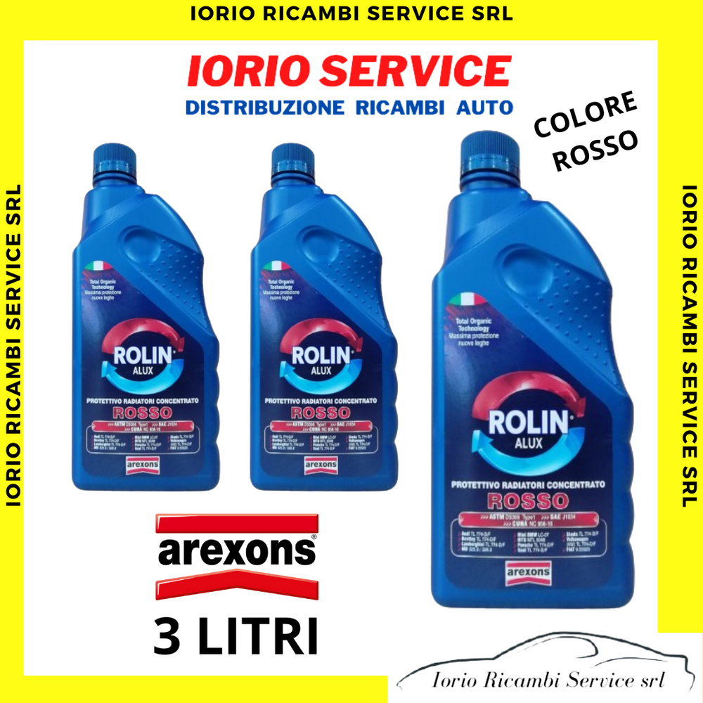 3 LITRI AREXONS LIQUIDO RADIATORE ANTIGELO PURO CONCENTRATO ROSSO ROLIN ALUX