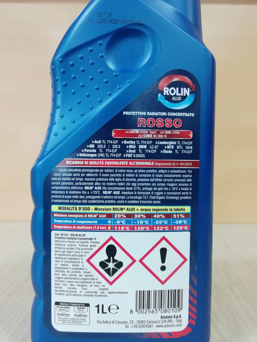 12 LITRI AREXONS LIQUIDO RADIATORE ANTIGELO PURO CONCENTRATO ROSSO ROLIN ALUX