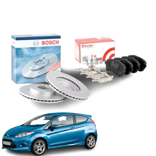 2 DISCHI FRENO BOSCH + PASTIGLIE FRENO BREMBO ANTERIORI FORD FIESTA VI 2008>2016