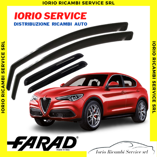 KIT SET 4 DEFLETTORI ARIA per ALFA ROMEO STELVIO FARAD fumè ANTITURBO ANTIVENTO