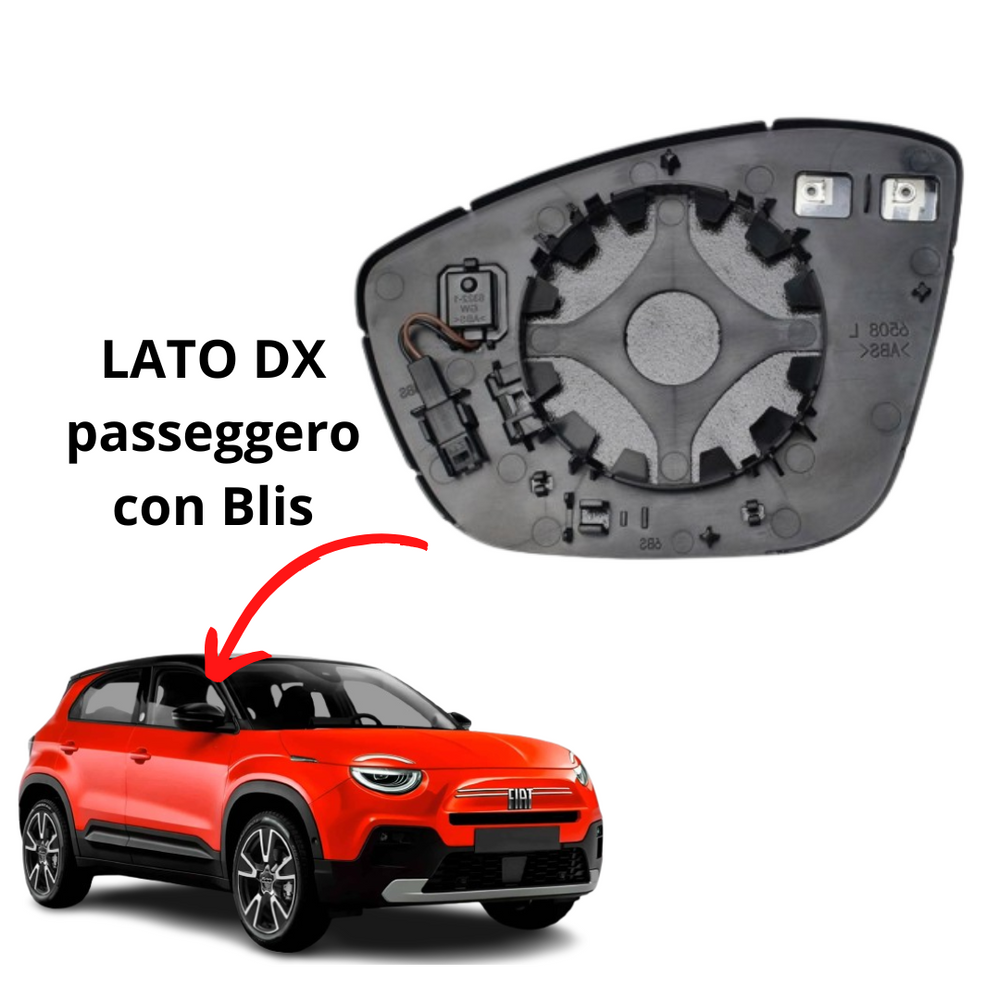 PIASTRA SPECCHIO TERMICA DESTRO CON VETRO FIAT 600  DAL 2023  CON SISTEMA BLIS