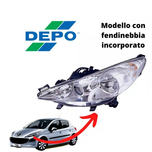 FARO ANTERIORE SINISTRO PEUGEOT 207 CON FENDINEBBIA INCORPORATO PRED.REG.ELETTR