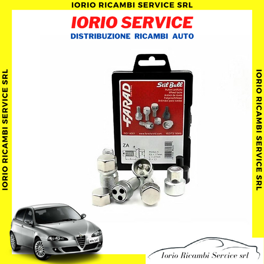 KIT 4 BULLONI ANTIFURTO AUTO per ALFA ROMEO 147 156 CERCHI IN LEGA FARAD