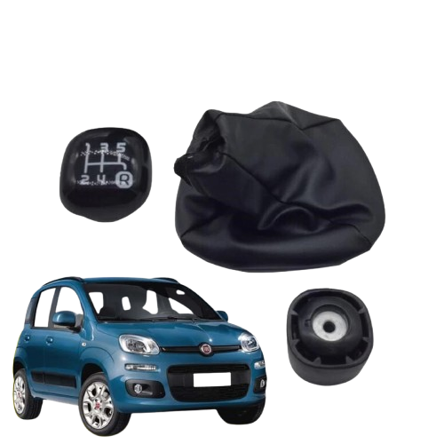 IMPUGNATURA POMELLO LEVA CAMBIO+CUFFIA NERO CINQUE 5 MARCE FIAT PANDA 312 DIESEL