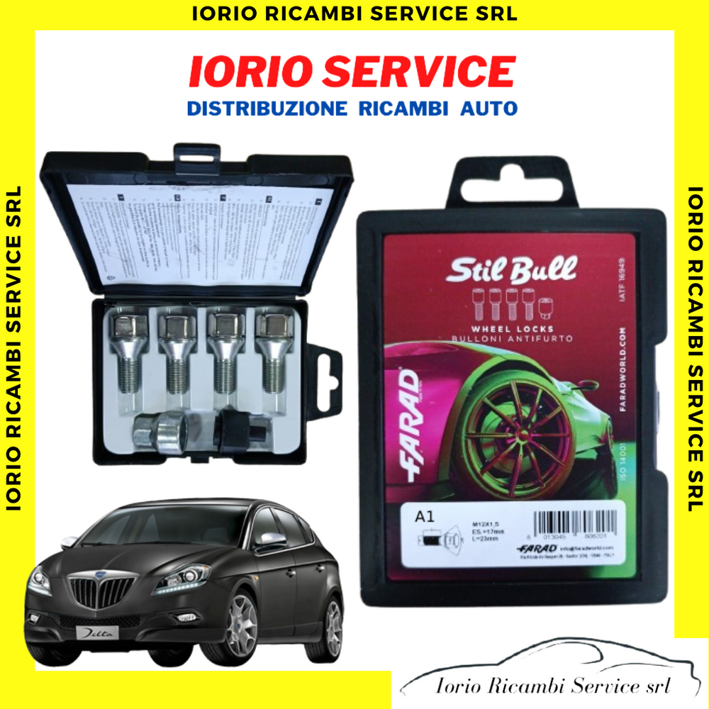 KIT 4 BULLONI ANTIFURTO AUTO per LANCIA DELTA III 3 CERCHI IN LEGA FARAD